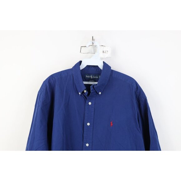 Vintage 90s Ralph Lauren Mens Large Faded Blake Short Sleeve Button Down Shirt - Picture 2 of 14